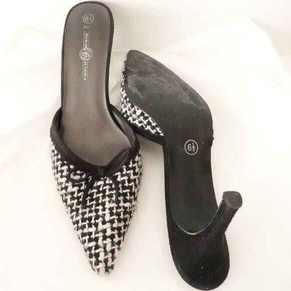 Vintage Premier Collection Houndstooth Heeled Mules, Size 6.5, Made in Paris - Picture 4 of 12